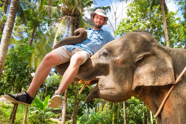 a man riding an elephant in Thailand